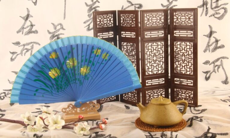 painted wood hand fans